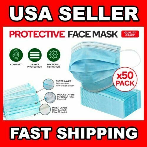 50 Pc Face Mask Mouth & Nose Protector Protection Masks With Filter New
