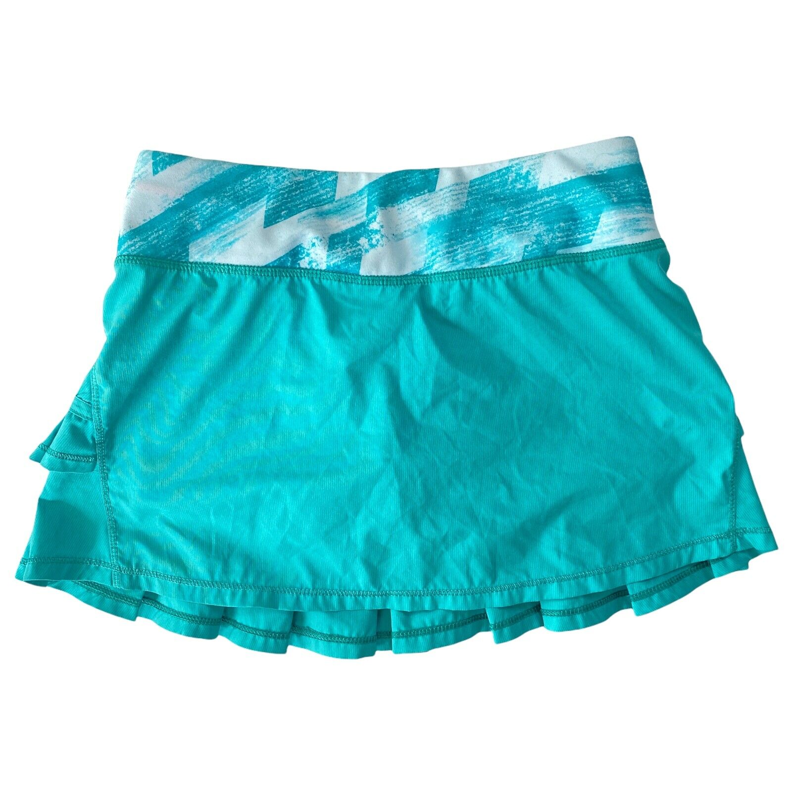 Ivivva By Lululemon Set The Pace Pleated Skirt Green Blue Girls Skort Size 10