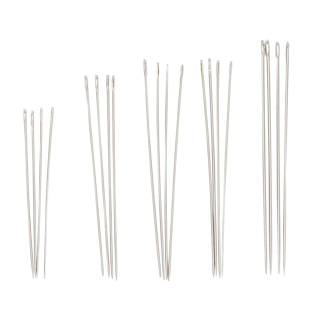 10 Bags Iron Beading Darning Sewing Needles Platinum Color Size 5-12 25pcs/bag