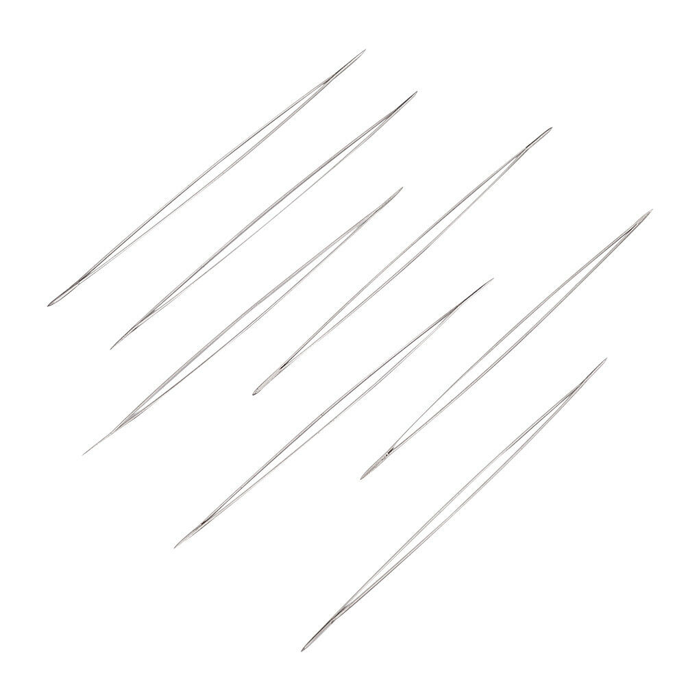 10 Pcs Stainless Steel Big Eye Beading Needles Stainless Steel Color 75x0.3mm