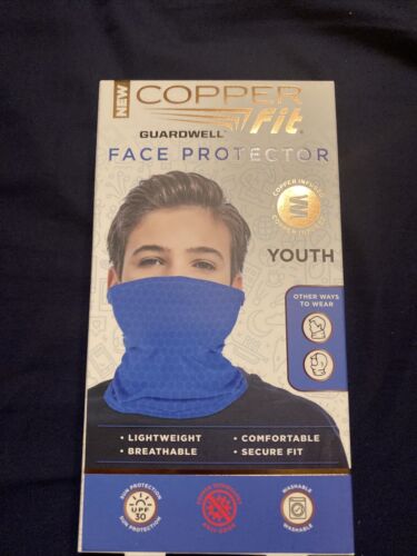 Copper Fit Guardwell Face Protector Youth Mask -Blue, Lightweight & Breathable!