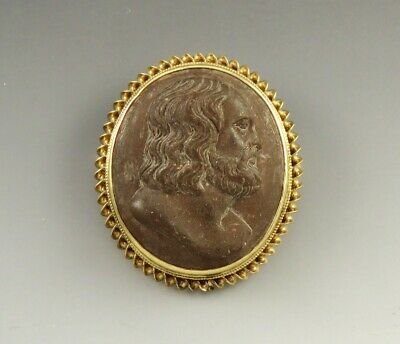 Antique/vintage 14k Gold Hardstone Marble Greek Philosopher Cameo Pin/brooch