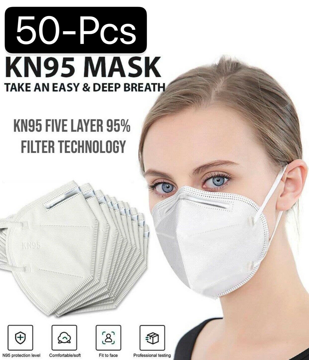 50 PCS 5 Layers Face Mask Mouth & Nose Protector Respirator Masks USA Seller