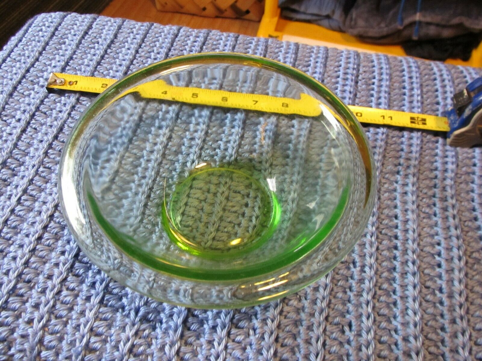 Vintage Green Depression Bowl Nice marked Bottom H Something Cant Make It Out