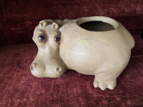 Vintage Hippo Planter Figurine Anthony Freeman - SIGNED! California Pottery