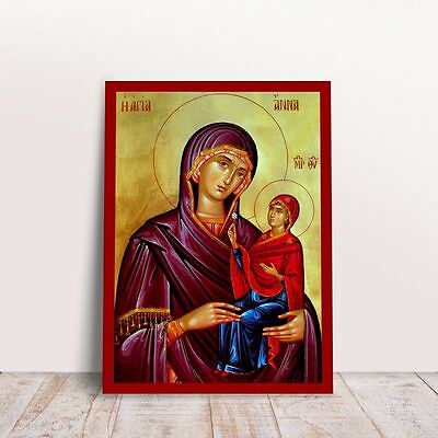 Saint Anna with Panagia Theotokos Greek byzantine orthodox icon handmade