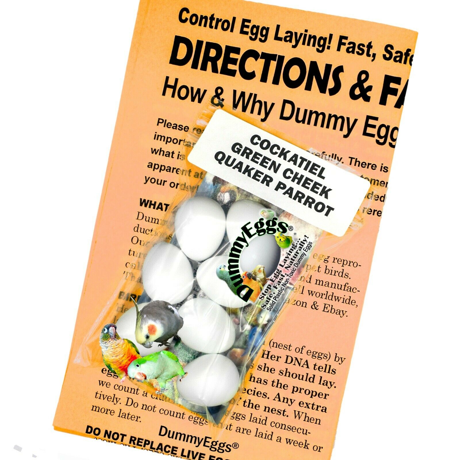 COCKATIEL DUMMY EGGS Stop Laying! Quaker Solid Plastic Fake Bird Egg 1x3/4