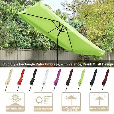 10x6.5 Outdoor Patio Umbrella with Valance Crank Tilt Market Garden Sun Sunshade