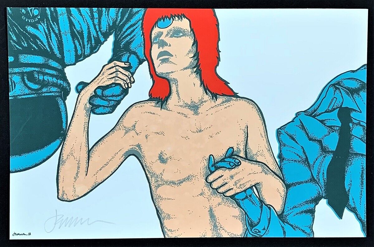 David Bowie HANDBILL Ziggy Stardust Silkscreen Mini Print Signed Jermaine Rogers