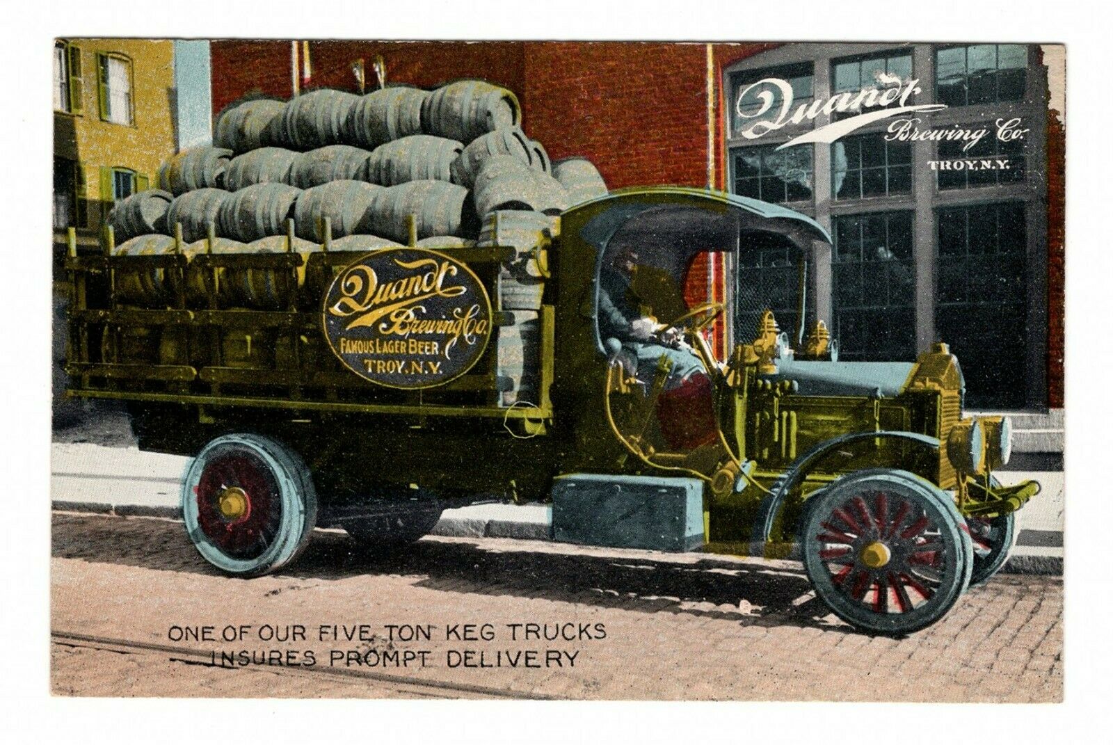Quanot Brewing Co. 5 Ton Keg Truck Postcard - Troy, New York NY