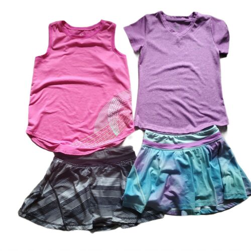 Girls Athletic Skort Sets Size 7/8 Multicolor Sleeveless pink top Purple VNeck