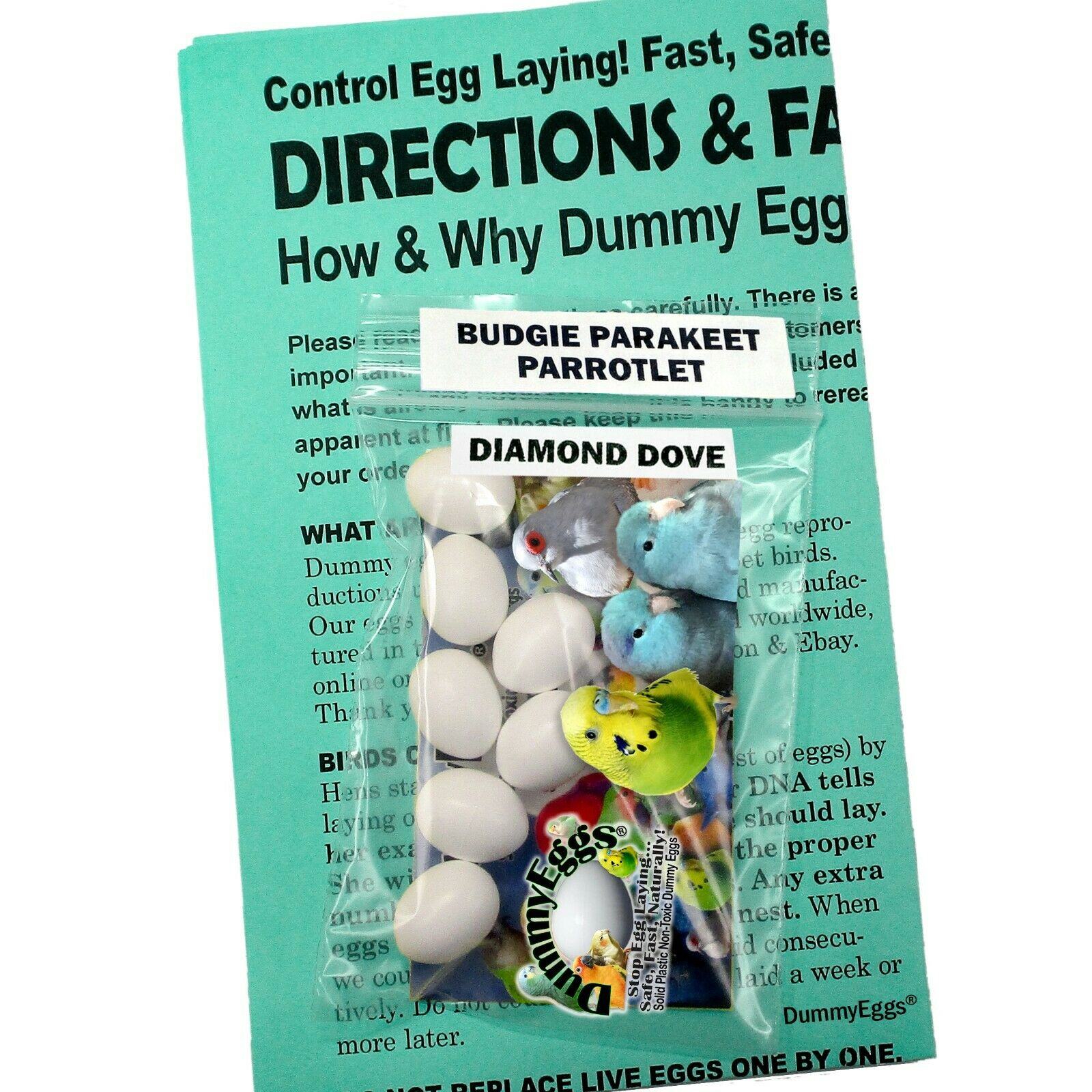 DUMMY EGGS STOP LAYING Parakeet Budgie Parrotlet Solid Plastic Fake Bird Egg USA