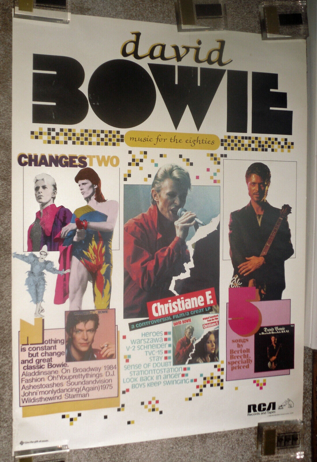 David Bowie-original 1982 Promotional Rolled Rca Poster Changes 2/bertolt Brecht