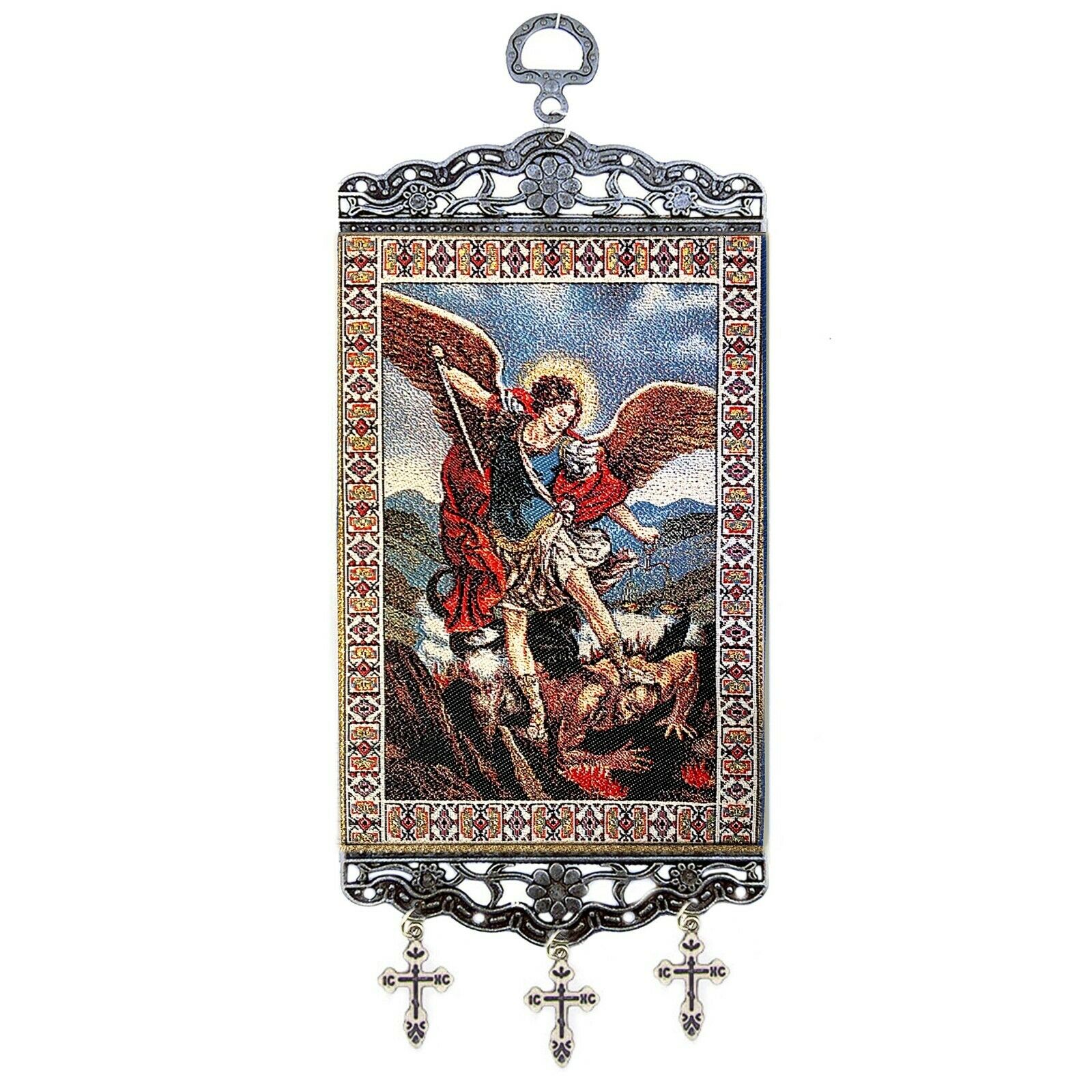 Archangel Michael Tapestry Icon Banner Crosses Wall Room Door Decoration 9 3/4