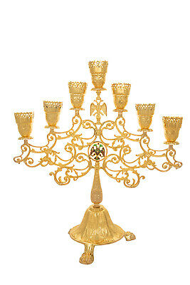 Orthodox Church Byzantine Holy Table altar vigil 7 lamps Candelabra Lampada