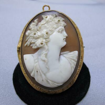 Vtg 10kt Yellow Gold Carved Shell Lady Cameo Brooch Pendant 8.7g *as Is #j691
