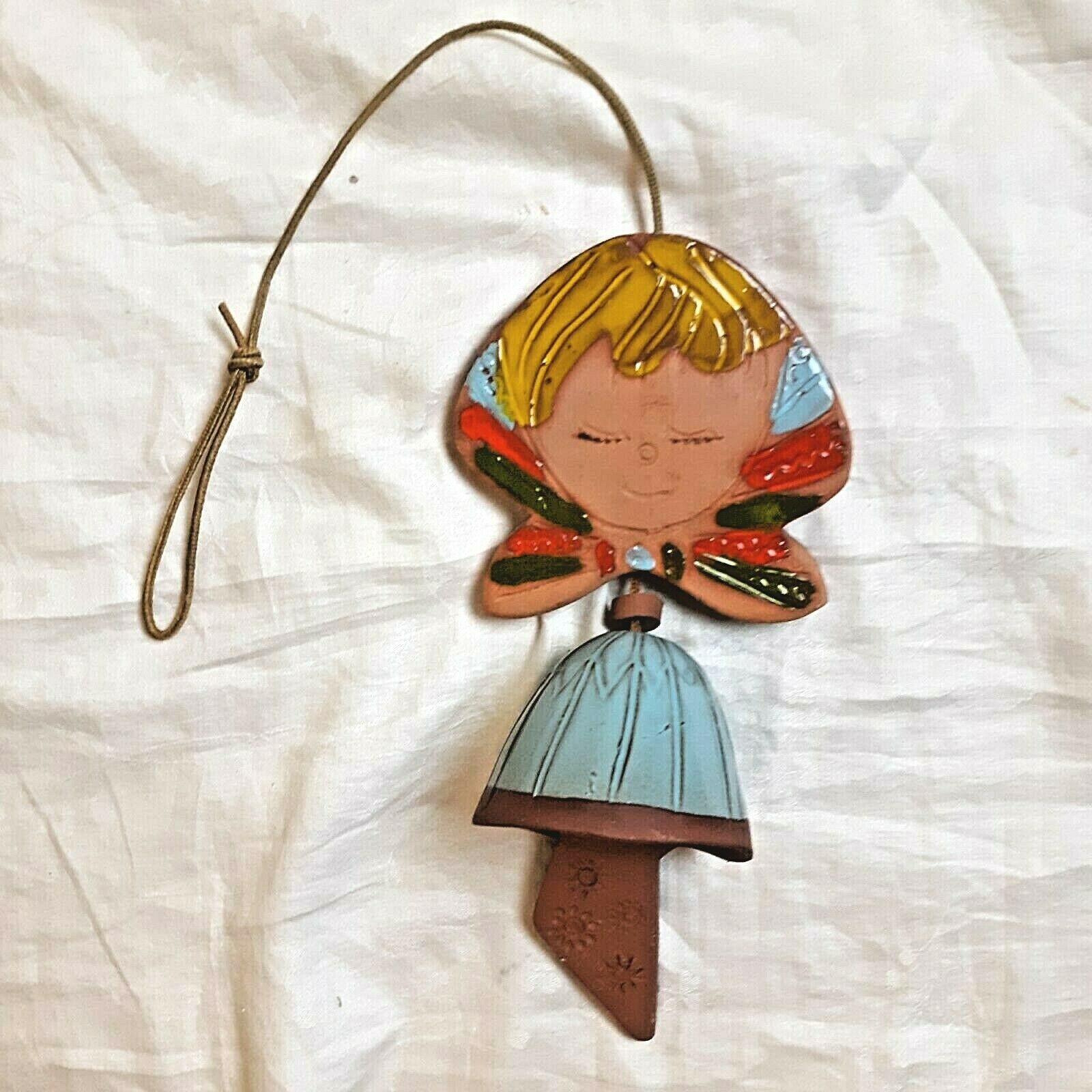 Vtg 1960s Pacific Stoneware Pottery People Lover Ceramic Wind Chime Girl