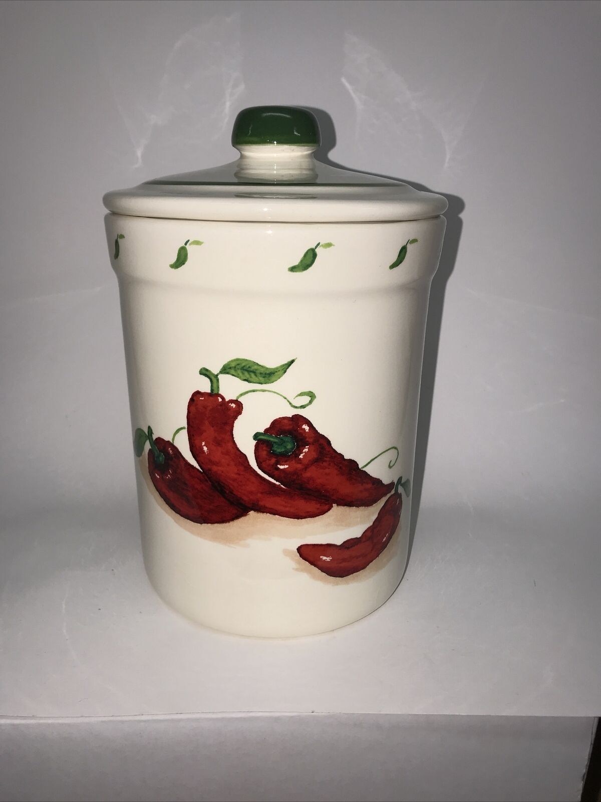 Crock Shop Santa Ana Ca Large Crock Canister Chile Peppers Stoneware
